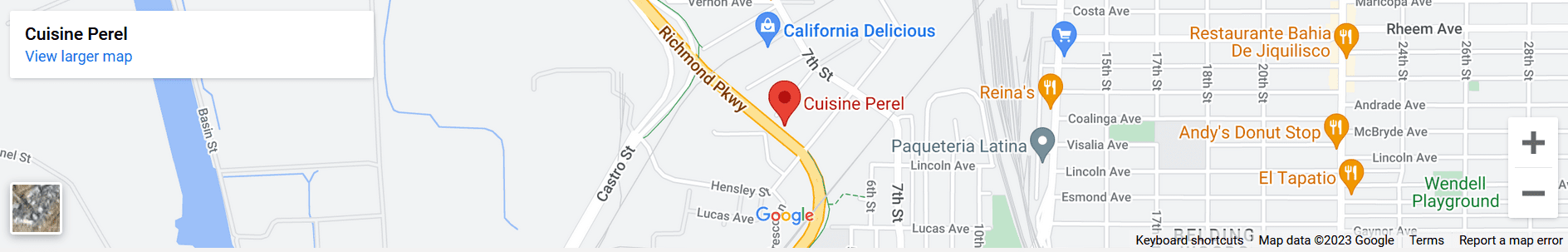 A map of the location of cuisine perel.